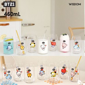 BT21 미니니 투명 유리컵 물컵 글라스 480mL, 타타TATA, 1개