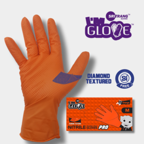 두꺼운 다이아몬드 그립 니트릴장갑 100매 Nitile Glove, 1개, 중(M), 오렌지