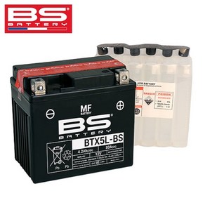 BS배터리 BTX5L-BS(12V 4.2Ah) (유아사 YTX5L-BS호환형) MF 타입-위즈/아우라/커브100/플림100 호환, 1개