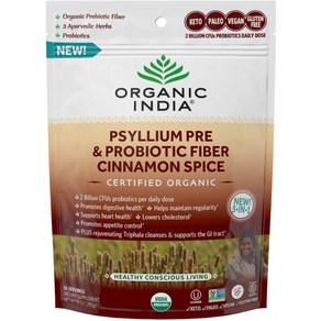 ORGANIC INDIA 차전자피 프로바이오틱스 파우더 분말 계피맛 283g, 1개