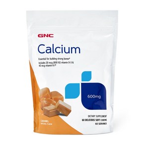 GNC 칼슘 600 mg 카라멜 60 소프트 츄어블, 1개, 60정