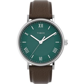 Timex 남성용 Southview 다 41mm 시계 - 실버 톤 케이스 블루 다이얼 블랙 천연 가죽 스트랩 포함 블랙/실버톤/블루 모던.