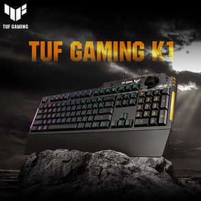 [cy] 에이수스 Asus TUF GAMING K1 유선 기계식 게이밍 키보드 프로그래밍OK 볼륨노브 스플래시 방지 사이드 RGB라이트 바, TUF GAMING K1 블랙