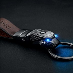 HONEST 블루라이팅 자동차 키고리 소가죽 고급형 금속표범 KEY CHAIN [브라운], HONEST 블루라이팅 자동차 금속표범 KEY CHAIN 브라운