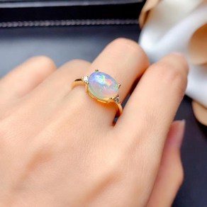 3.5ct 천연 오팔 여성 반지 화재 색상 신비한 925 실버 다양한 색상 보석 변경