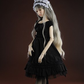 돌모아 구체관절인형의상 56cm 60cm SD13 퍼프 소매 프릴 원피스 SD F - Phnia Dess (Black), 블랙, 1개