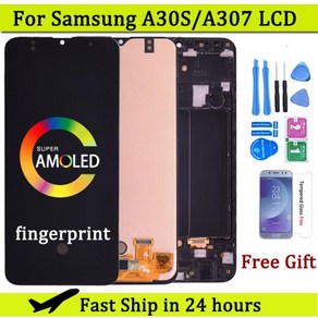 슈퍼 Amoled LCD 디스플레이 터치 스크린 디지타이저 어셈블리 삼성 A30S A307 A307F A307FN A307G A, 1개, 없음