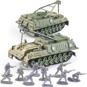 아미 탱크 앤 맨 장난감 놀이 세트 2pc 1:72 US Tank4 모델 10pc 군인 올리브 드랩 그린 WW2 남학생용 군용 차량