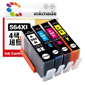 HP564XL 호환 잉크 4색세트 HP6520 HP6525 HP4620 HP3520 HP5520 HP7520 HP3070A C6385 HP5510 HP7510, 1개, 혼합색상