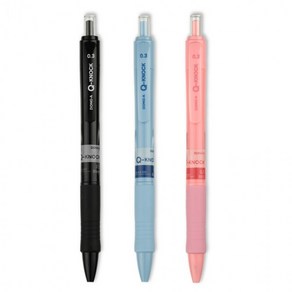 [1+1] 바디컬러 검정잉크 Q노크 노크식 동아 0.3mm 큐노크중성펜 필기구 볼펜, 2개, 청색