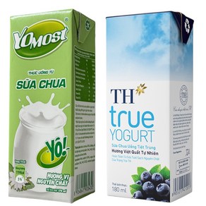 베트남 YOGURT  YOMOST + TH 요구르트 2종 세트 천영발효 YOMOST 순한맛/TH 블루베리맛 요구르트, 24개, 170ml