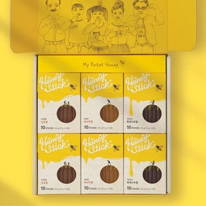 [Honeye's] 허니어스 꿀스틱 3종 6팩 세트 (감귤꿀/피나무꿀/헛개나무꿀), 1세트, 600g
