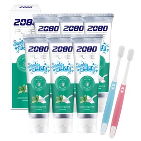 2080 퓨어치약 클린민트향 +칫솔2p증정, 6개, 120g