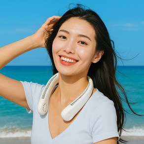 목걸이형 넥밴드 선풍기 2600mAh / 저소음 핸즈프리 휴대용 3단 바람세기, 화이트, POIPOI넥밴드선풍기