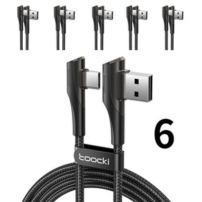 Toocki 90도 듀얼 ㄱ자형 USB-A/C to C타입 480Mbps 초고속 충전케이블, 6개, 1m, AtoC