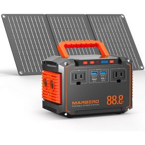 MARBERO 휴대용 발전소 88.8Wh 150W 피크 캠핑용 파워뱅크 AC 콘센트 포함 110V 2 USBA USBC 야외 여행용 LED 조명 태양광 발전기 가정용 비상 허리, Sola Geneato-M138SL30, 1개