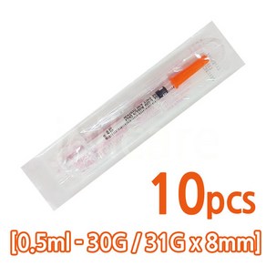 엔젤 일회용 인슐린 주사기 0.5ml 8mm 30G, 10개