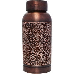 물병 운동 물통 쉐이커 아유르베다 건강상의 이점을 위한 순수 구리 아름다운 꽃무늬 600ml 20.28 US Fl Oz, 1개