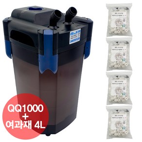 QQ아쿠아 외부여과기 QQ1000+물멍 프리미엄 링 여과재 1L x 4개 풀세트 BC1000, 14W, QQ1000+프리미엄링여과재4L, 1개