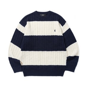 TRILLION 워셔블 보트자수 케이블 크루넥 니트 (NAVY STRIPE) TRSKN13NVS 301614