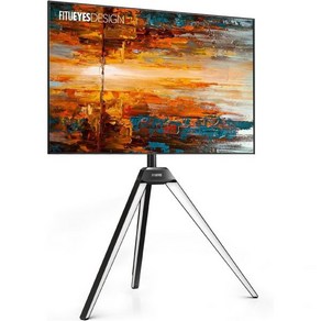 FITUEYES 디자인 코너 TV 스탠드 3765인치 LED LCD 화면 삼각대 이젤 침실거실용 숨겨진 수납이 있는 모던 플로어 마운트 스위블 피카소 시리즈, Black & White