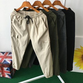 [황제패밀리] 남자 카고조거팬츠 면 스판짱장 밴딩 조거바지 9부 봄 여름 작업복