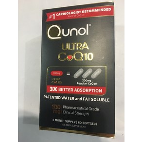 Qunol Ulta CoQ10 100mg 2 Month Supply 60 Soft Gels Exp. 04/2028 759528, 1개