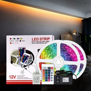 12V 방수 슬림 LED바 인테리어 간접조명 무드등 줄 RGB LED 스트립 리모컨 세트, 4-06.컬러타입 방수 검정띠 소리반응형