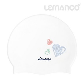 르망고 수영모자(02) LGNSC61004179 버블 하트 화이트(Bubble Heart/White) 실리콘 수모 수영캡