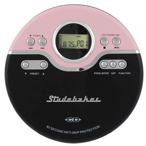 Studebaker 스터드바커 레트로 휴대용 CD플레이어 라디오 핑크/블랙 SB3703PB CD Player with FM Radio