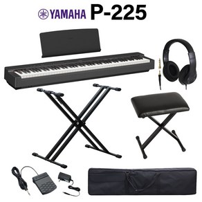 YAMAHA P-225 블랙 디지털 피아노 건반 스탠드 체어 케이스 헤드폰 세트 야마하 P