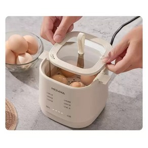미니 계란 찜기 가정용 주방 아침 요리 전기 멀티쿠커 반숙기 크림 화이트