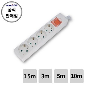 동양전자 국내산 4구 메인스위치 멀티탭 콘센트 (과부하차단), 1개, 1.5m