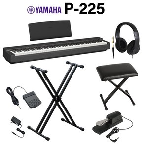 YAMAHA 야마하 P-225B 피아노 88 건반 헤드폰 X 스탠드 의자 댐퍼 페달 세트