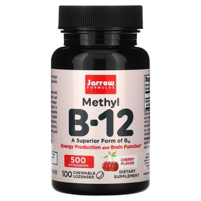 Jaow Fomulas 메틸 B12 체리 맛 500mcg 츄어블 사탕 정제 100정, 1개