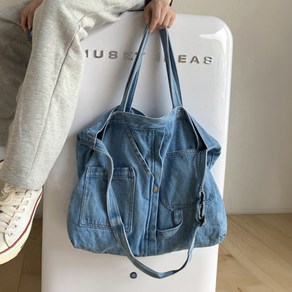 [2 colo] 데일리 데님 크로스 숄더백 - 긱시크 유니크룩 블루데님 위크웨어 여름가방 (연청/진청)