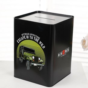 철제 인테리어 사각캔 2종세트 저금통 코인 유 깡통 23 철재 수납 사각저금통, 오버사이즈[스퀘어] 군용 심플 블랙, 1개