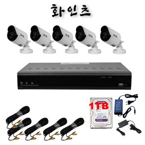 화인츠 500만화소 CCTV 자가설치 8채널 실내 실외 무인 감시카메라 방범용 매장용 농막 케이블20m HDD포함, 5개, 1TB, 1개