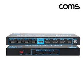 Coms HDMI 분배기 1:8 4K 60Hz EDID 딥스위치 OU960, 본상품선택, 1개