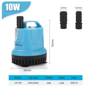 소형 미니 펌프 배수용 수중 펌프 2마력 220v 양수기 101825456085105w 600-4500lh 잠수정 워터 수족관 물고기 연못 탱크 주둥이 마린 온도 제어 176, 1개, LH-790 10W, EU 플러그