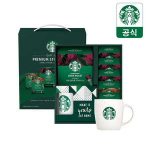[쇼핑백] 스타벅스 프리미엄 파우더커피 그린팩 선물세트(80T+머그), 80T+머그컵, 10개입