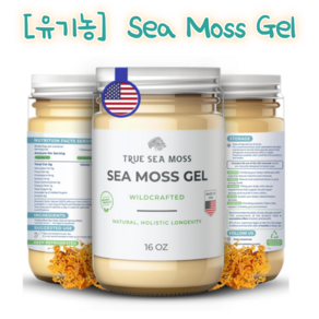 [유기농] 씨모스 젤 해조류 Oganic TueSeaMoss Wildcafted Iish Sea Moss Gel, 3개, 453g