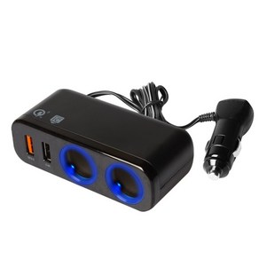 퀄컴 고속충전 USB 파워 2소켓 2USB 케이블 플러그형, 1개, 2구