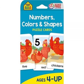 [4] School Zone - Numbes Colos & Shapes Puzzle Cads - Ages 4+ Numbes Wods Vocabulay Ani, School Zone - Numbes, Colos