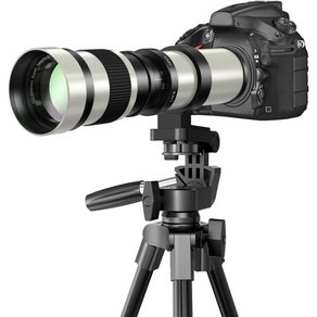 Lightdow 캐논 EOS DSLR 카메라용 라이트도우 420800mm f8.3 슈퍼 망원 렌즈 티마운트 포함 화이트, Fo Canon EF (White)