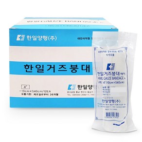 한일 거즈붕대 상처 드레싱, 12개, 1개입, 대형(10cm)