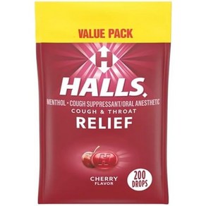 Halls 호올스 무설탕 기침캔디 사탕 체리맛 200알, 344g, 2개