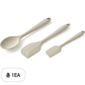 글라스락 실리콘 키친툴 3종 세트, 스푼 + 스파츌라 + 미니 스파츌라, 오이스터 그레이, 1세트