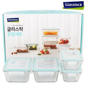 Glasslock 글라스락 혼합4종세트 유리밀폐용기 반찬통 유리그릇 냉장고찬통, 1세트