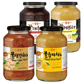 효진유통 꽃샘 액상차 1kg 4종 꿀생강차S + 꿀유자차S + 꿀대추차 + 꿀레몬차, 단일수량, 1개입